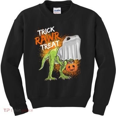 Trick Rawr Treat Halloween T Rex Dinosaur Kids Sweatshirt
