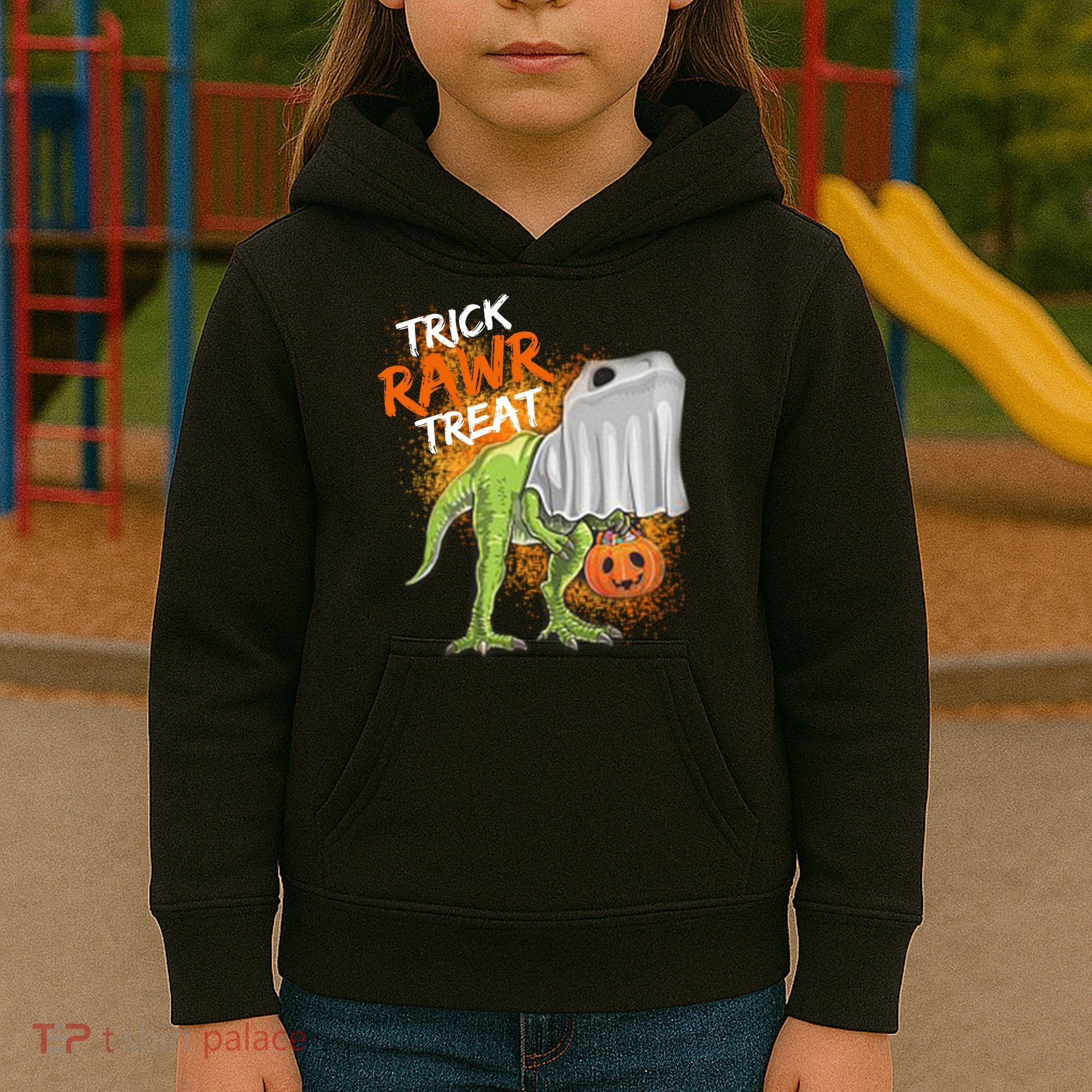 Trick Rawr Treat Halloween T Rex Dinosaur Kids Hoodie