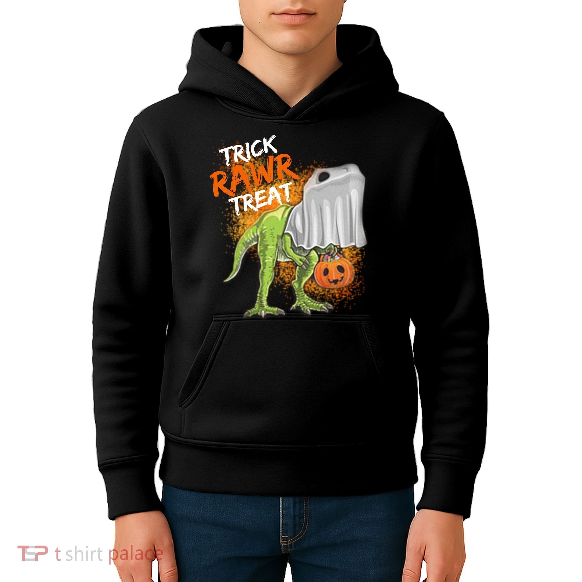 Trick Rawr Treat Halloween T Rex Dinosaur Kids Hoodie
