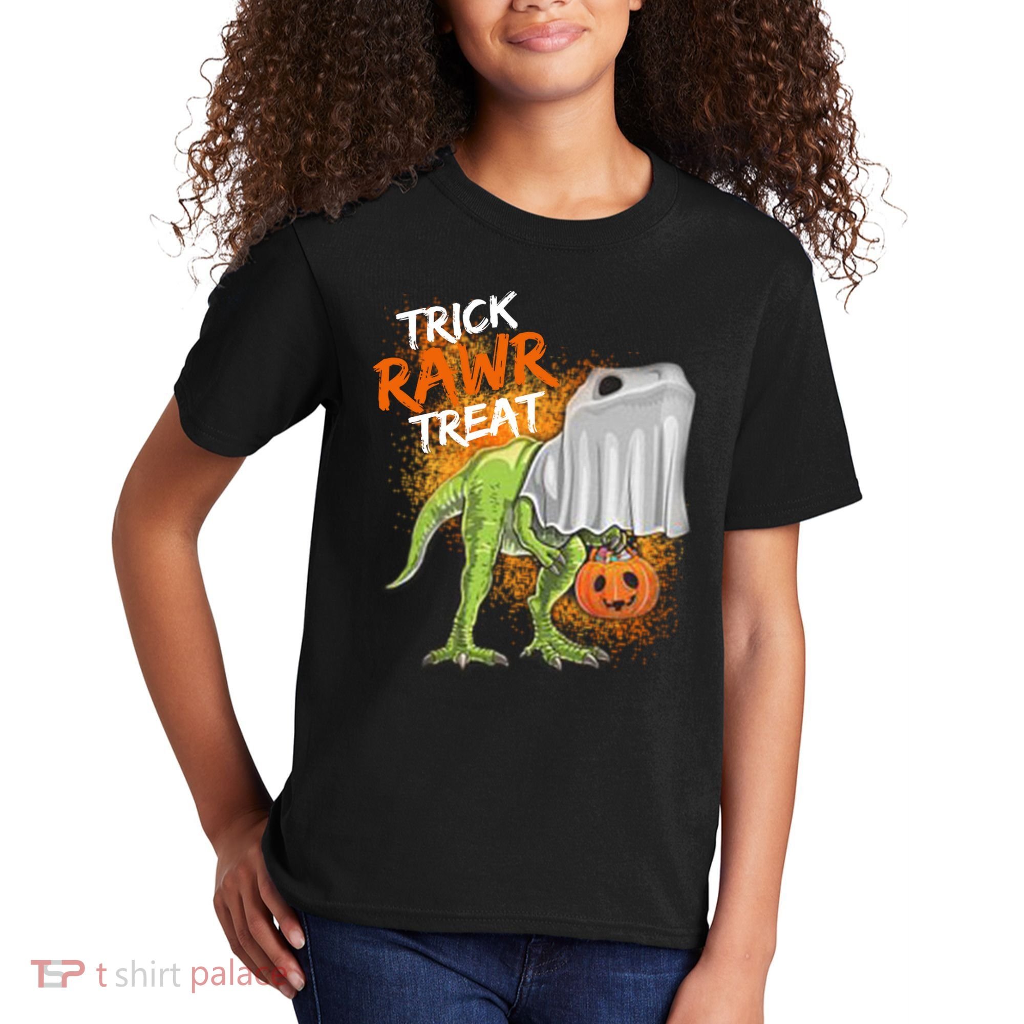 Trick Rawr Treat Halloween T Rex Dinosaur Kids T-Shirt
