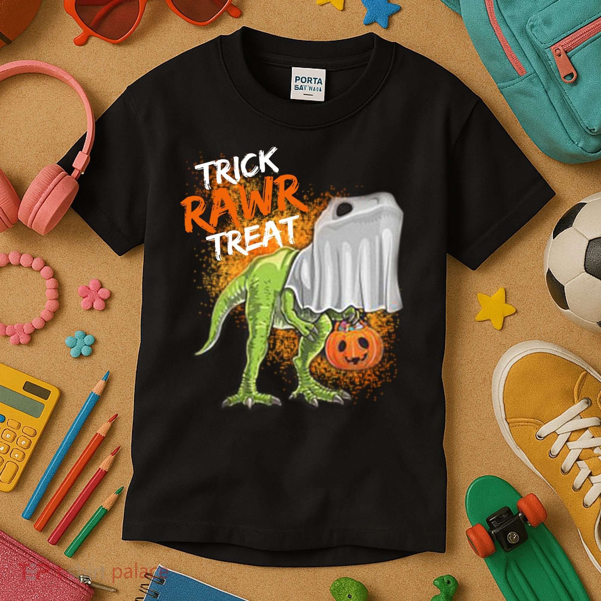 Trick Rawr Treat Halloween T Rex Dinosaur Kids T-Shirt