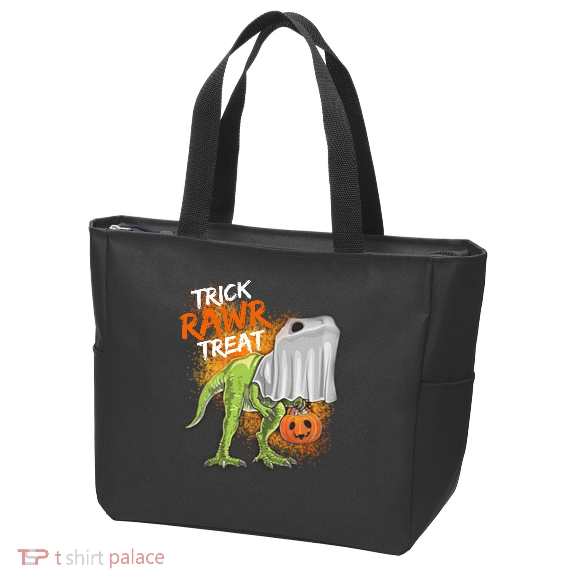 Trick Rawr Treat Halloween T Rex Dinosaur Tote Bag