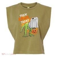 Trick Rawr Treat Halloween T Rex Dinosaur Garment-Dyed Women's Muscle Tee thumb 0