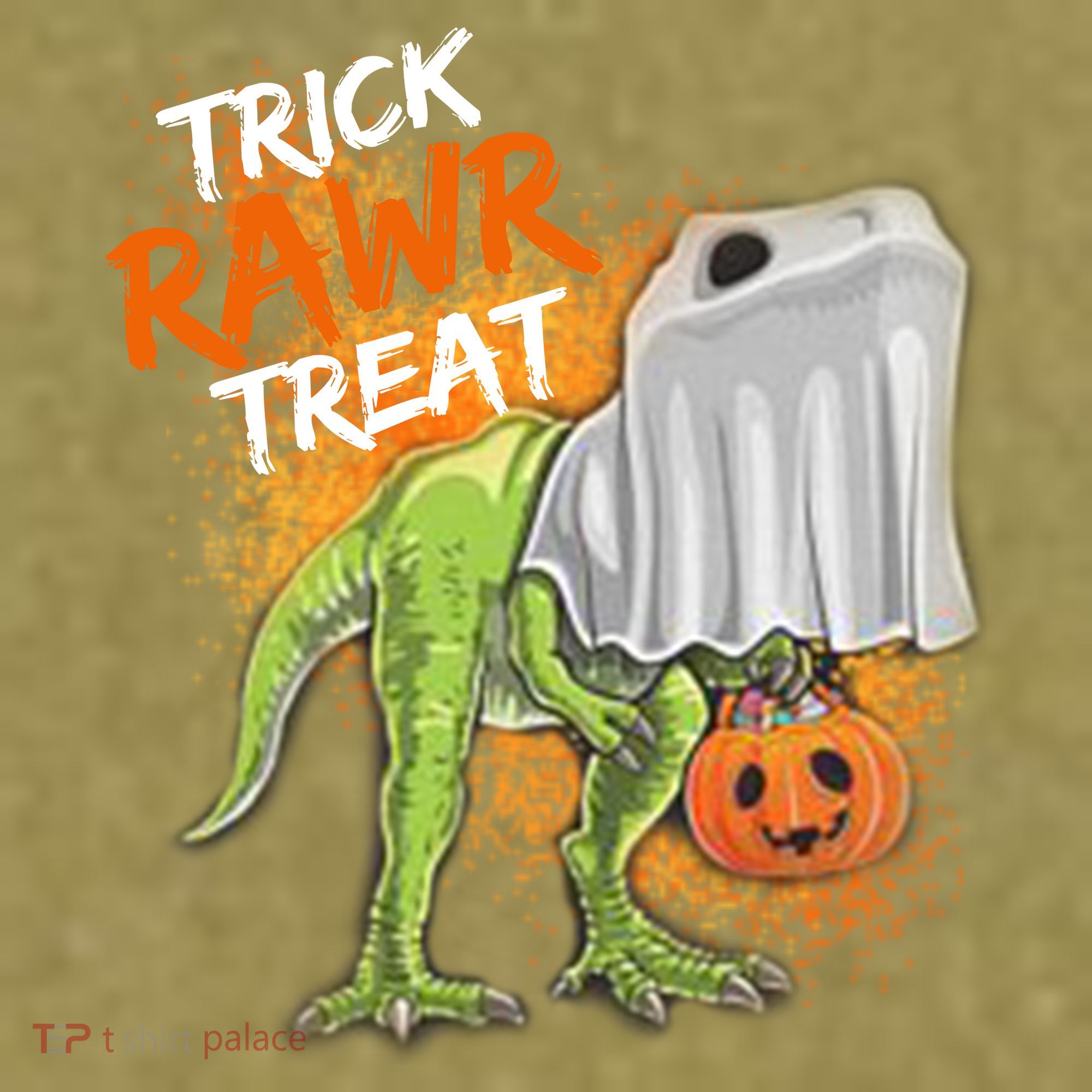 Trick Rawr Treat Halloween T Rex Dinosaur Garment-Dyed Women's Muscle Tee