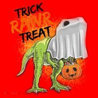 Trick Rawr Treat Halloween T Rex Dinosaur Santa Hat thumb 1