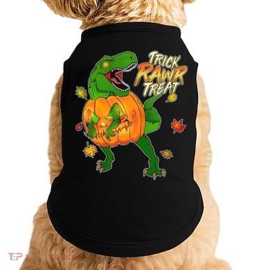 Trick RAWR Treat T-Rex Funny Halloween Doggie Tank