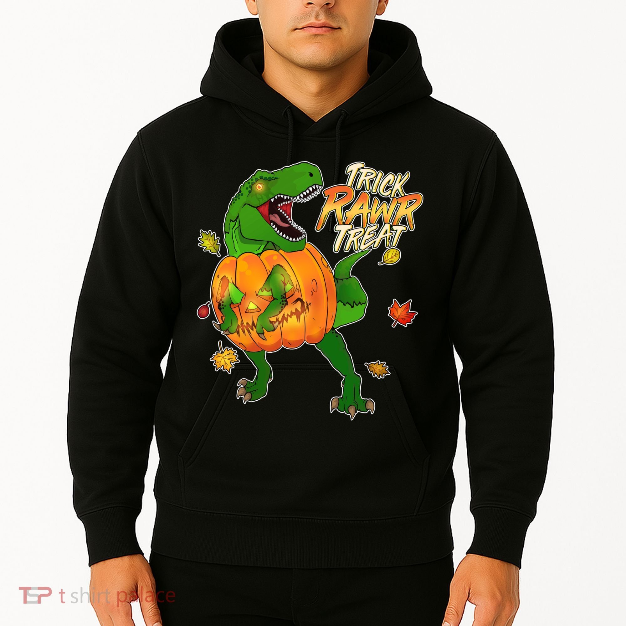 Trick RAWR Treat T-Rex Funny Halloween Hoodie