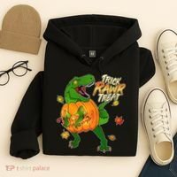 Trick RAWR Treat T-Rex Funny Halloween Hoodie thumb 4