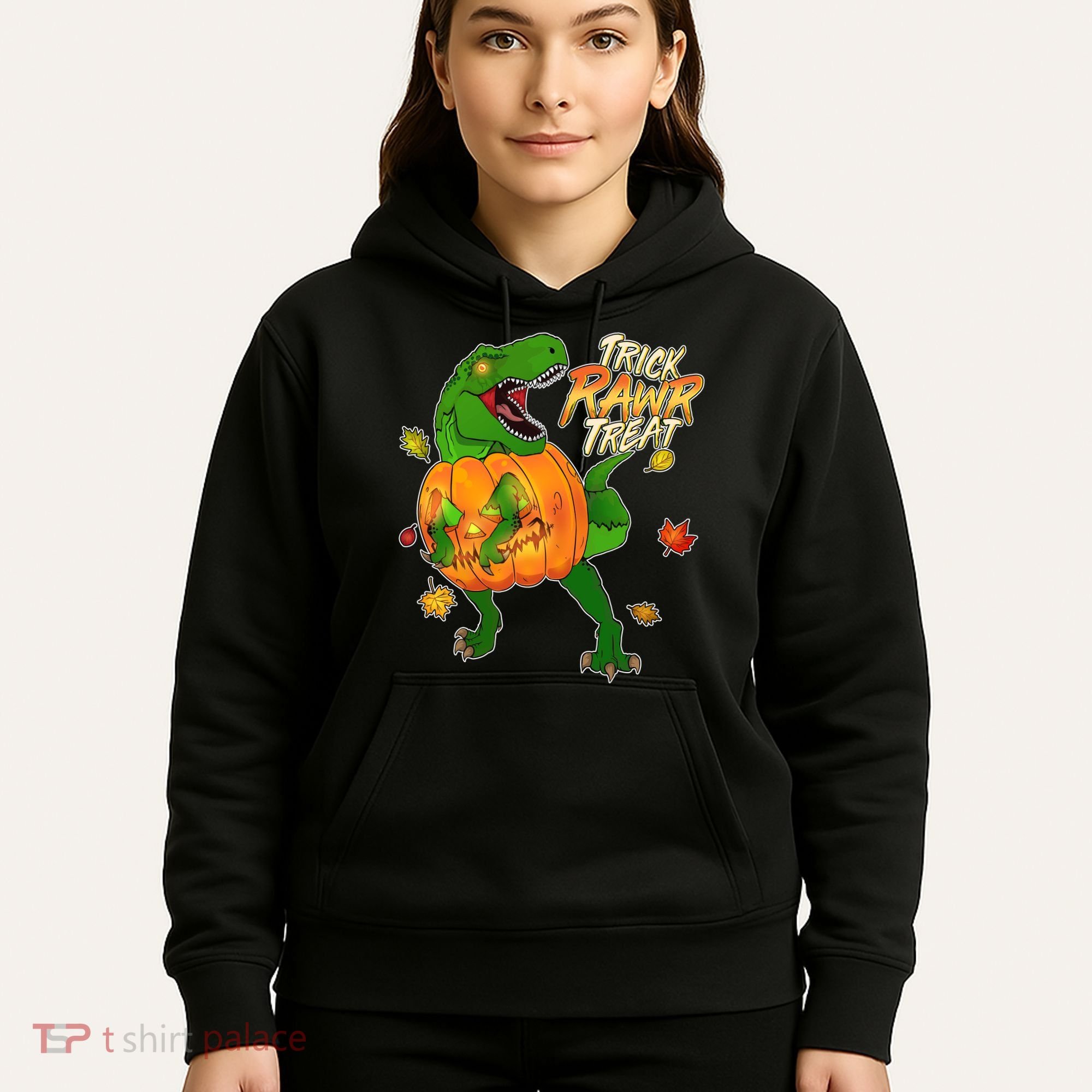 Trick RAWR Treat T-Rex Funny Halloween Hoodie