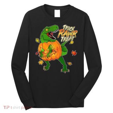 Trick RAWR Treat T-Rex Funny Halloween Long Sleeve Shirt