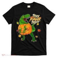 Trick RAWR Treat T-Rex Funny Halloween T-Shirt thumb 0