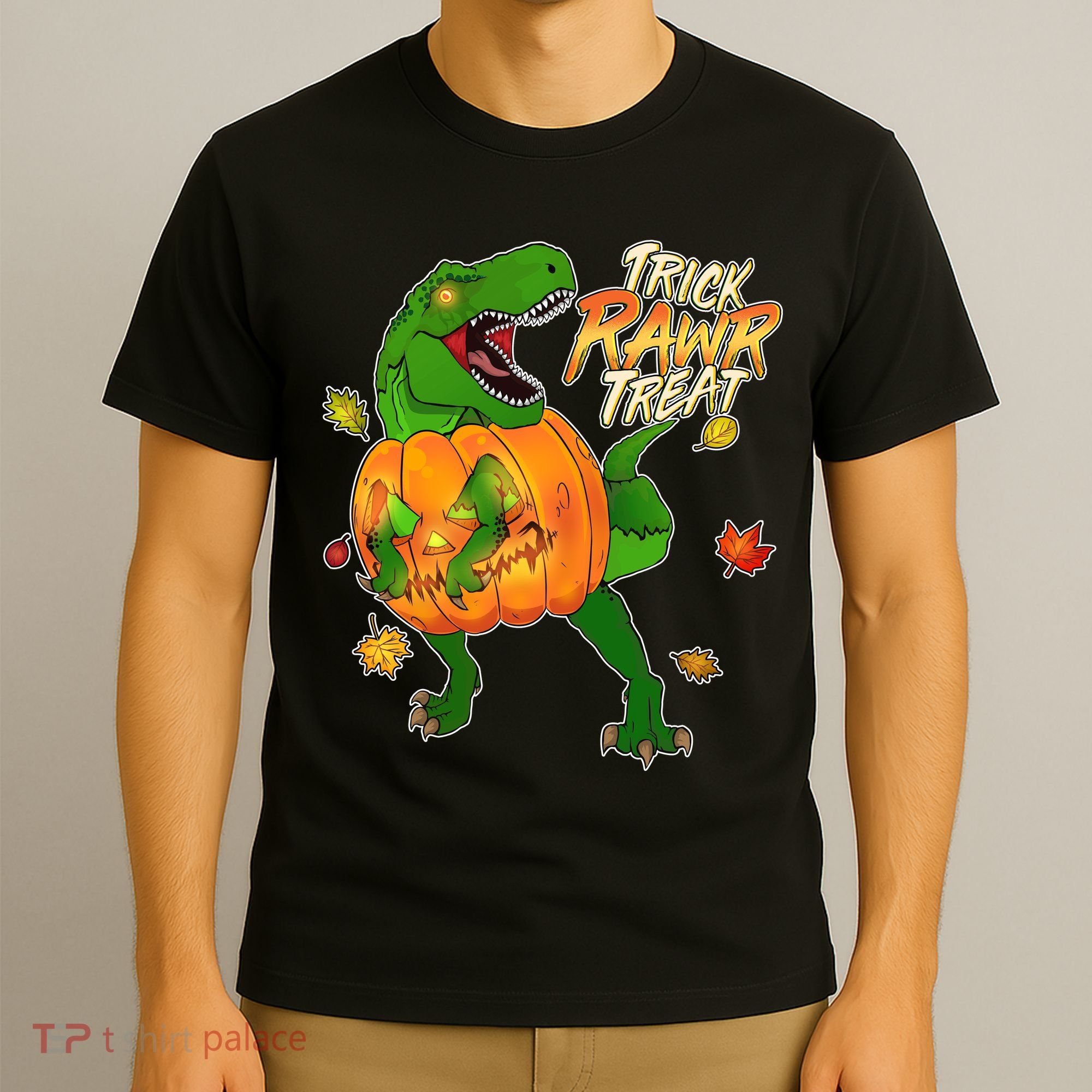 Trick RAWR Treat T-Rex Funny Halloween T-Shirt