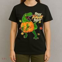 Trick RAWR Treat T-Rex Funny Halloween T-Shirt thumb 4
