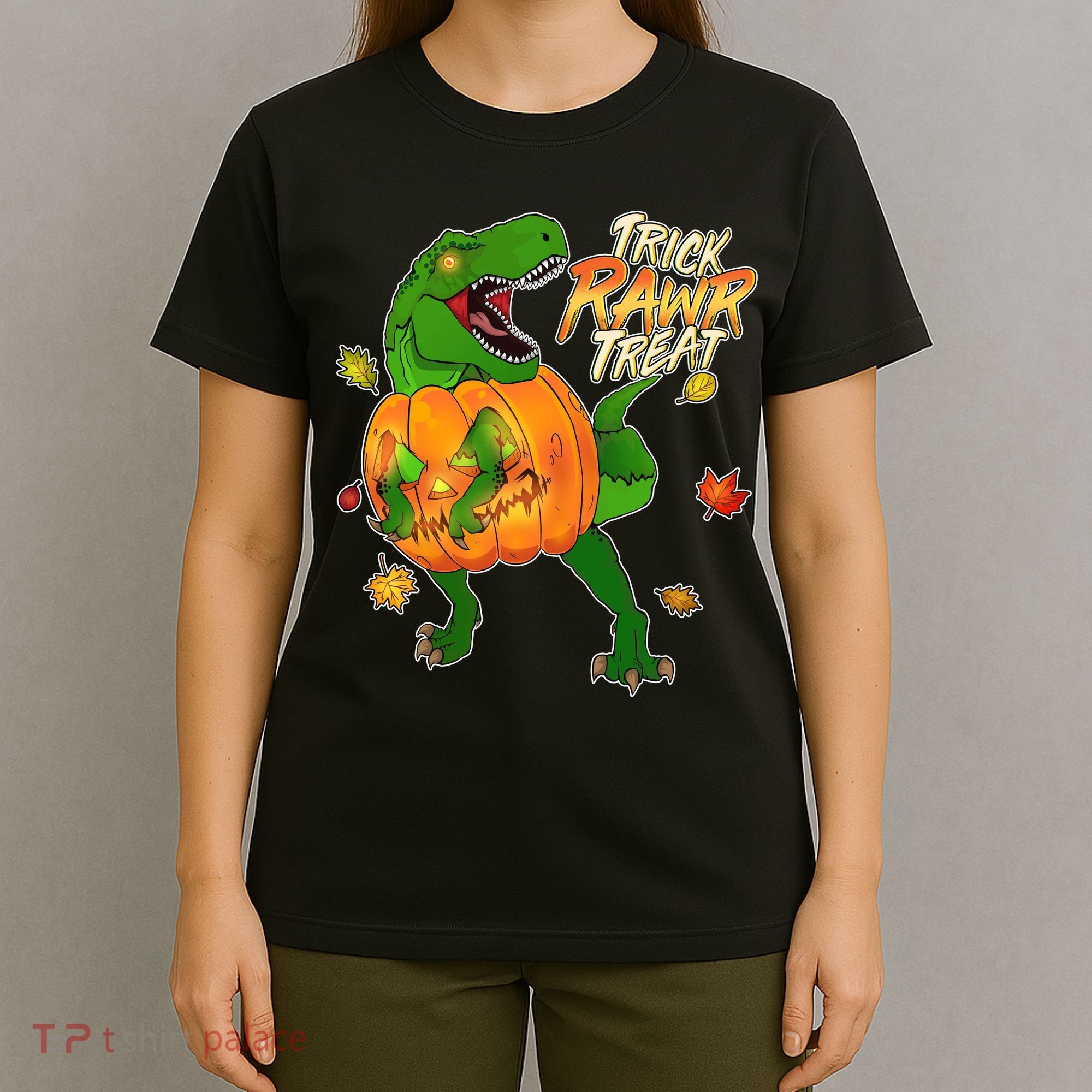 Trick RAWR Treat T-Rex Funny Halloween T-Shirt