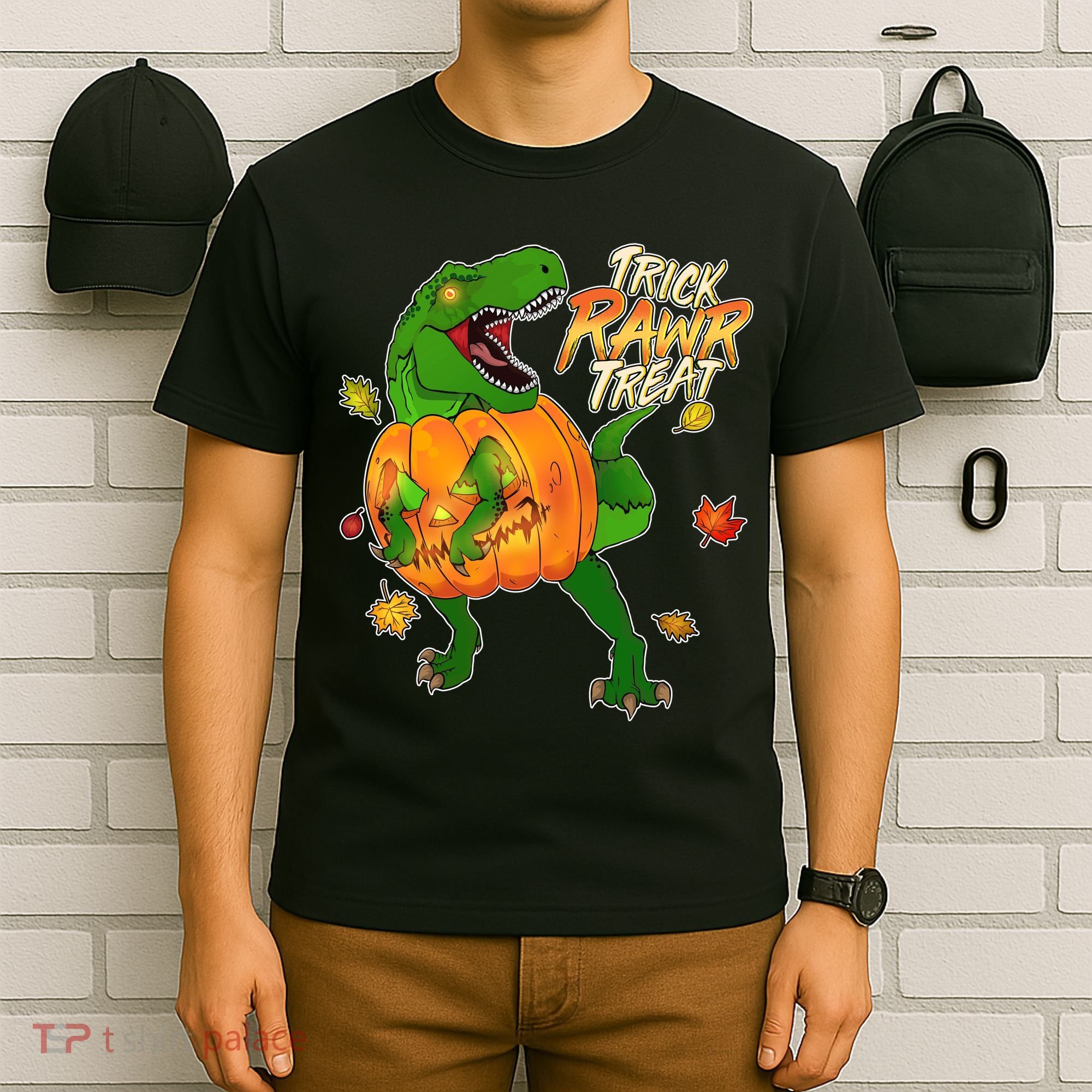 Trick RAWR Treat T-Rex Funny Halloween T-Shirt