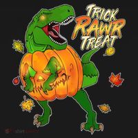 Trick RAWR Treat T-Rex Funny Halloween Button thumb 1