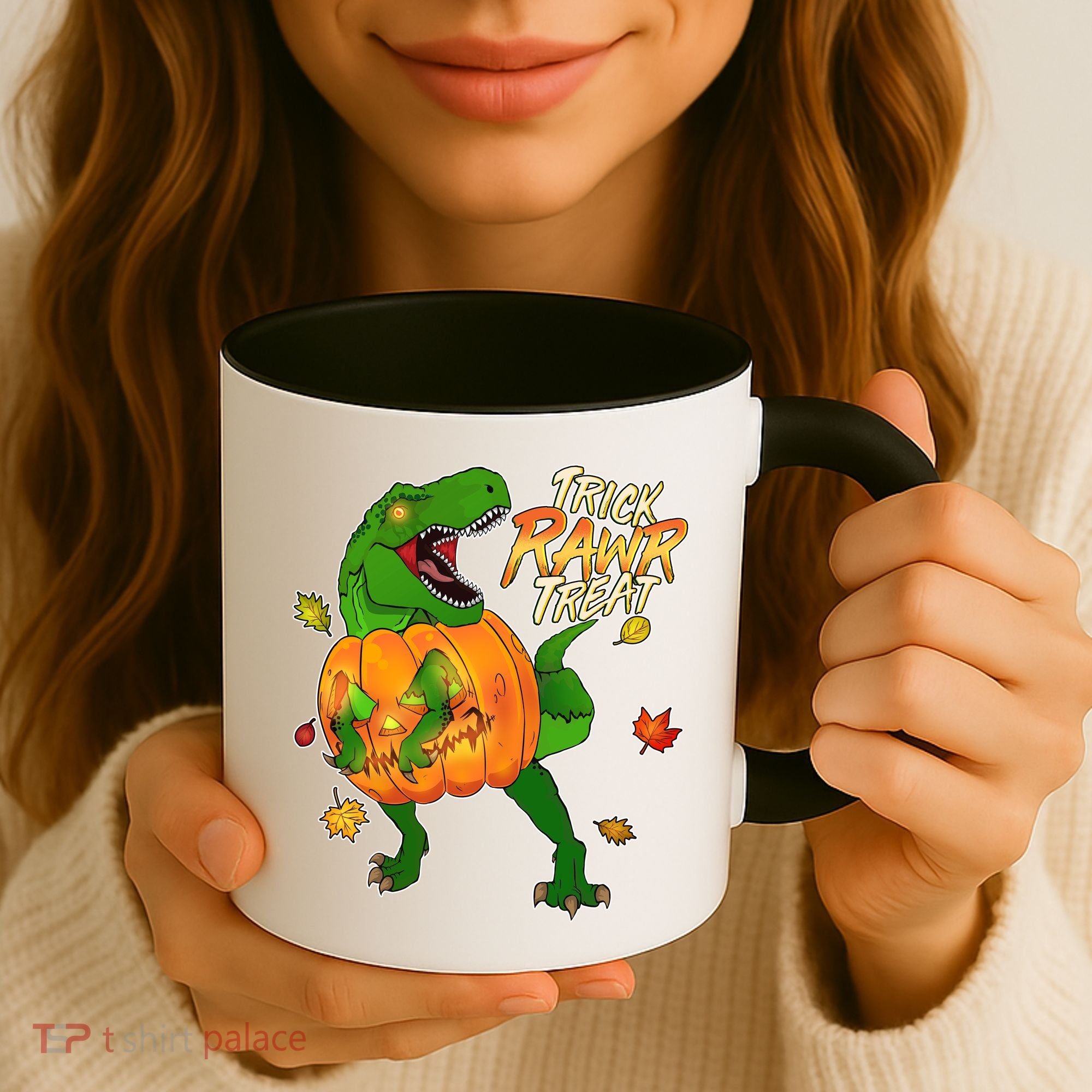 Trick RAWR Treat T-Rex Funny Halloween Coffee Mug