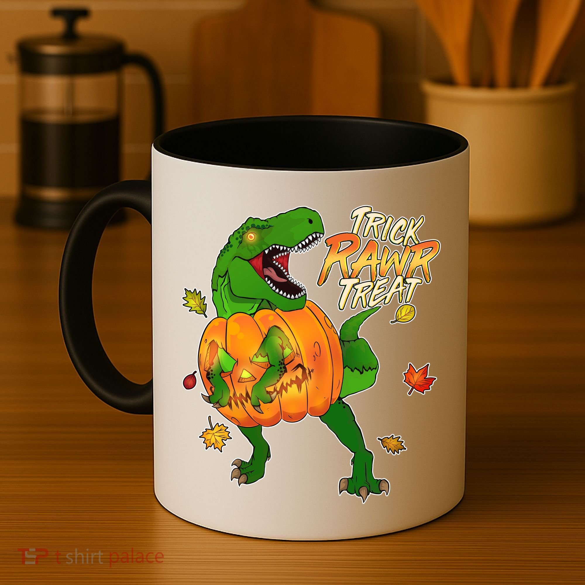 Trick RAWR Treat T-Rex Funny Halloween Coffee Mug
