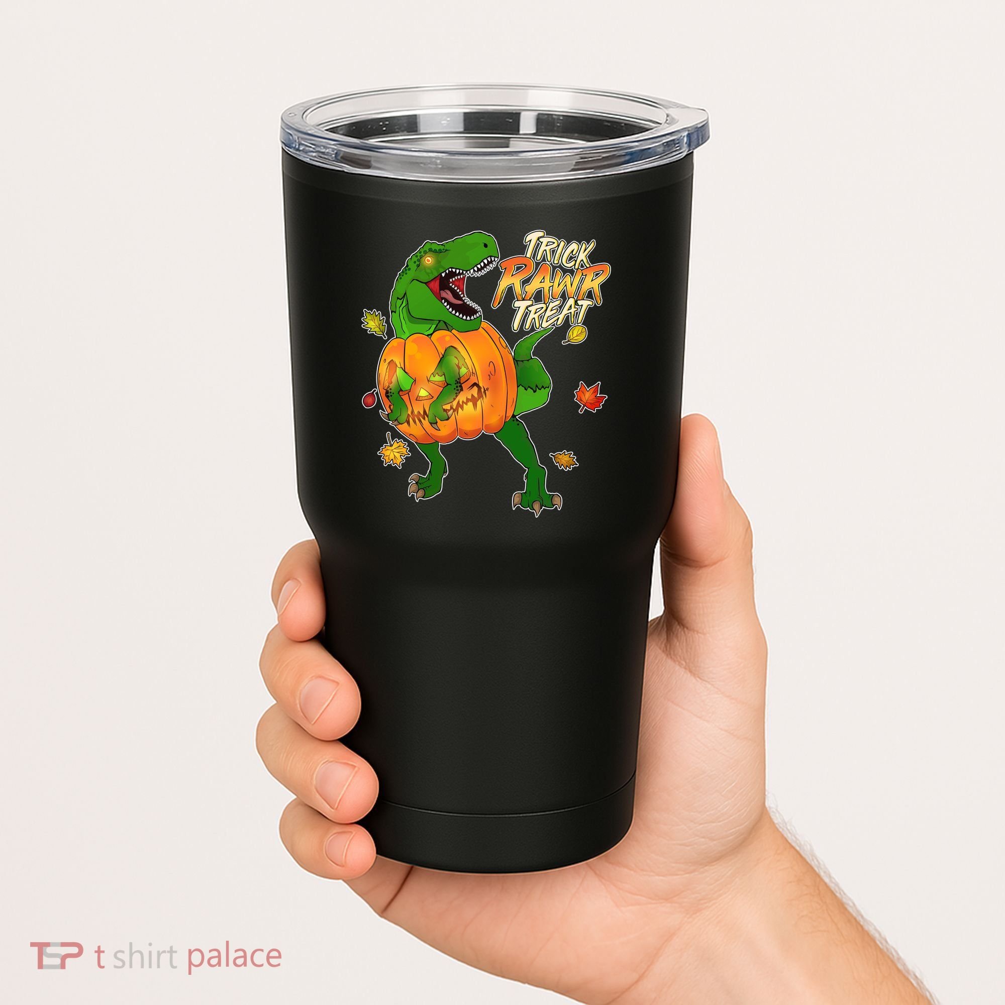 Trick RAWR Treat T-Rex Funny Halloween Tumbler