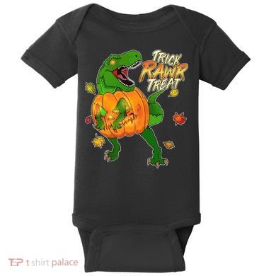 Trick RAWR Treat T-Rex Funny Halloween Baby Bodysuit