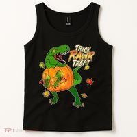 Trick RAWR Treat T-Rex Funny Halloween Tank Top thumb 2