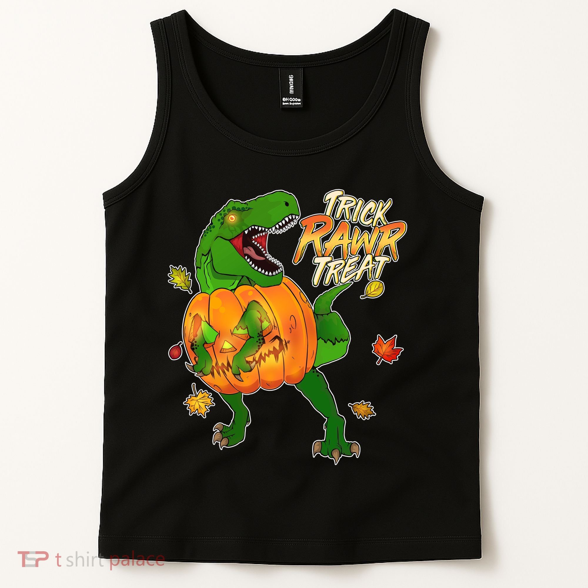 Trick RAWR Treat T-Rex Funny Halloween Tank Top