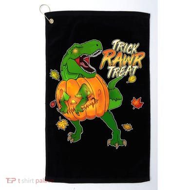 Trick RAWR Treat T-Rex Funny Halloween Golf Towel