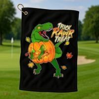 Trick RAWR Treat T-Rex Funny Halloween Golf Towel thumb 1