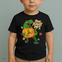 Trick RAWR Treat T-Rex Funny Halloween Toddler T-Shirt thumb 2