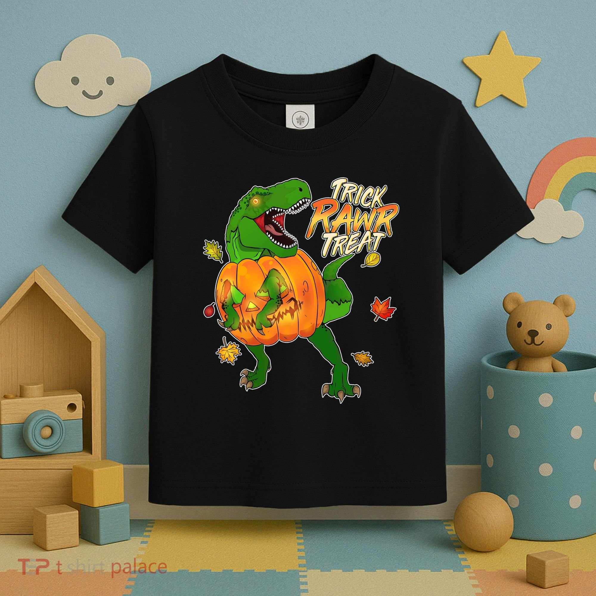Trick RAWR Treat T-Rex Funny Halloween Toddler T-Shirt