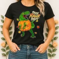 Trick RAWR Treat T-Rex Funny Halloween Women's T-Shirt thumb 2