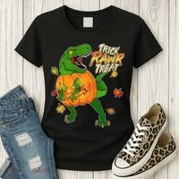 Trick RAWR Treat T-Rex Funny Halloween Women's T-Shirt thumb 3