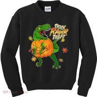 Trick RAWR Treat T-Rex Funny Halloween Kids Sweatshirt thumb 0