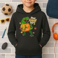 Trick RAWR Treat T-Rex Funny Halloween Kids Hoodie thumb 2