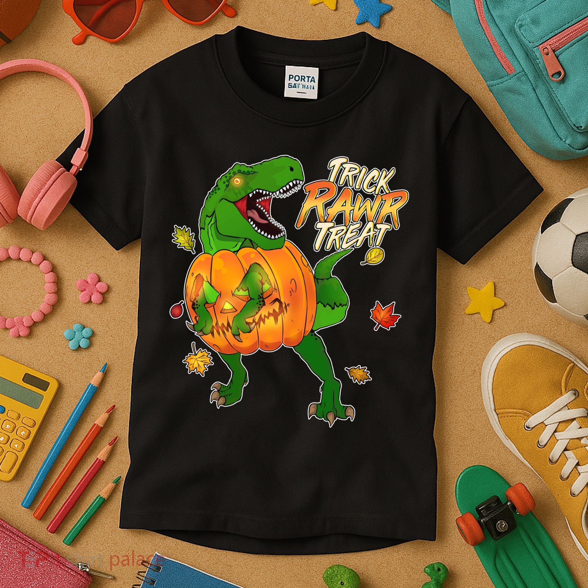 Trick RAWR Treat T-Rex Funny Halloween Kids T-Shirt