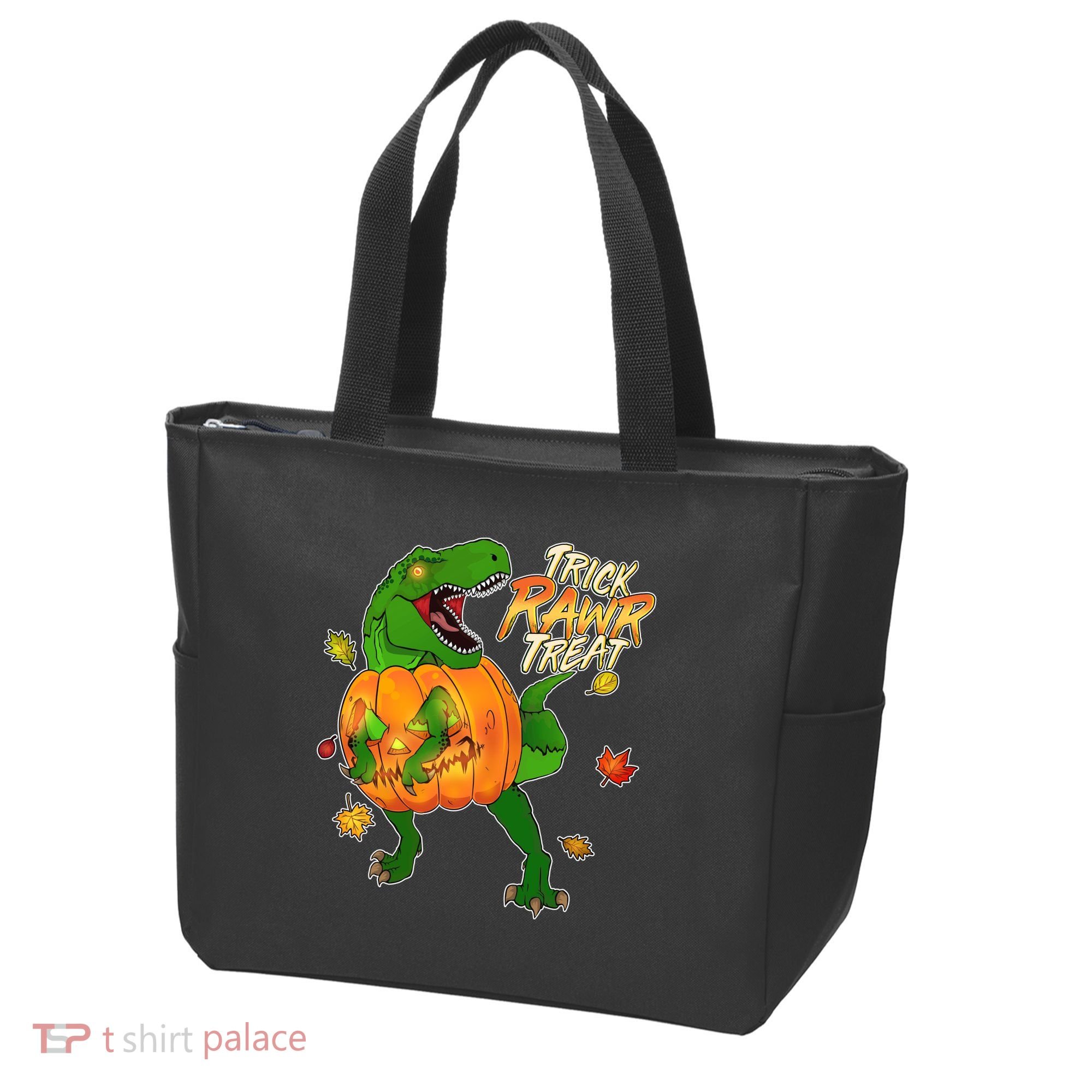 Trick RAWR Treat T-Rex Funny Halloween Tote Bag