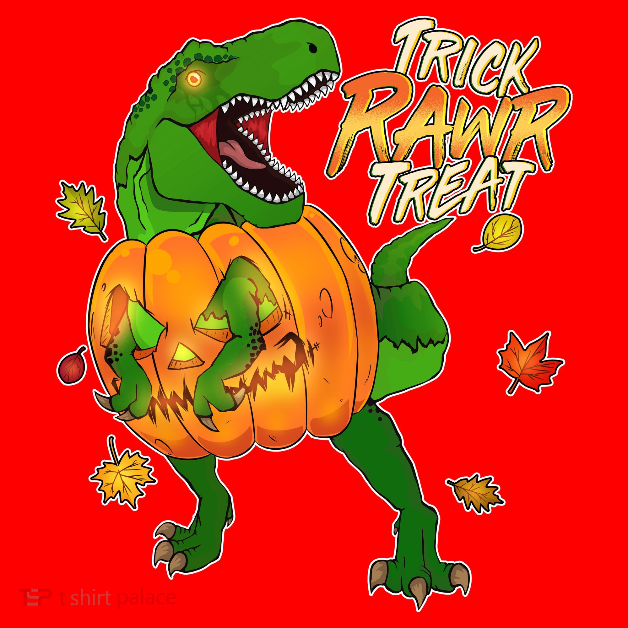 Trick RAWR Treat T-Rex Funny Halloween Santa Hat