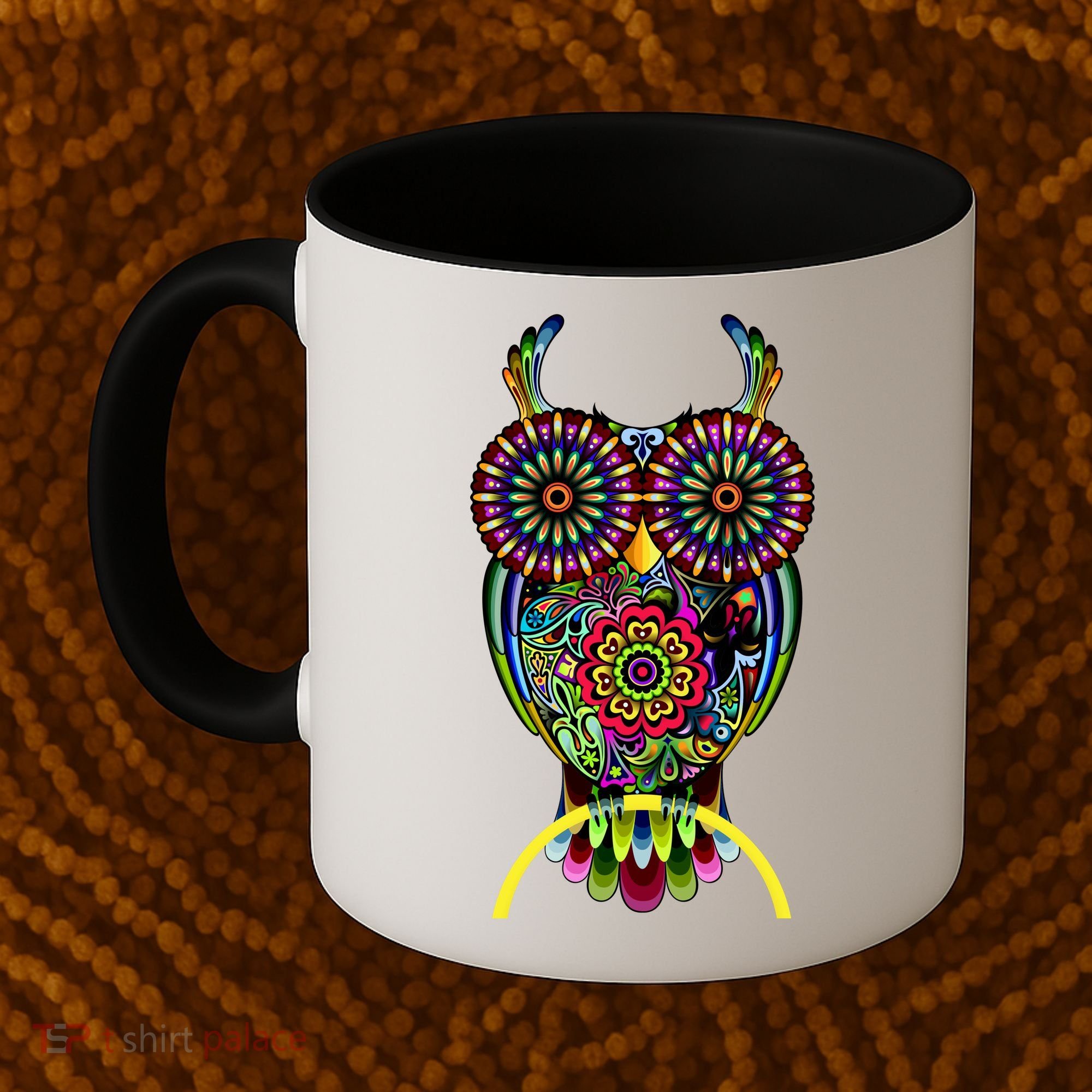 Trippy Big Eyed Owl Coffee Mug