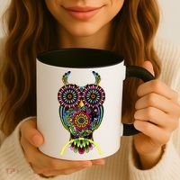 Trippy Big Eyed Owl Coffee Mug thumb 3