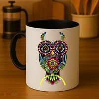 Trippy Big Eyed Owl Coffee Mug thumb 4