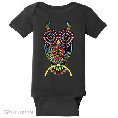 Trippy Big Eyed Owl Baby Bodysuit