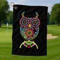 Trippy Big Eyed Owl Golf Towel thumb 1