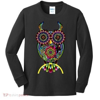 Trippy Big Eyed Owl Kids Long Sleeve Shirt