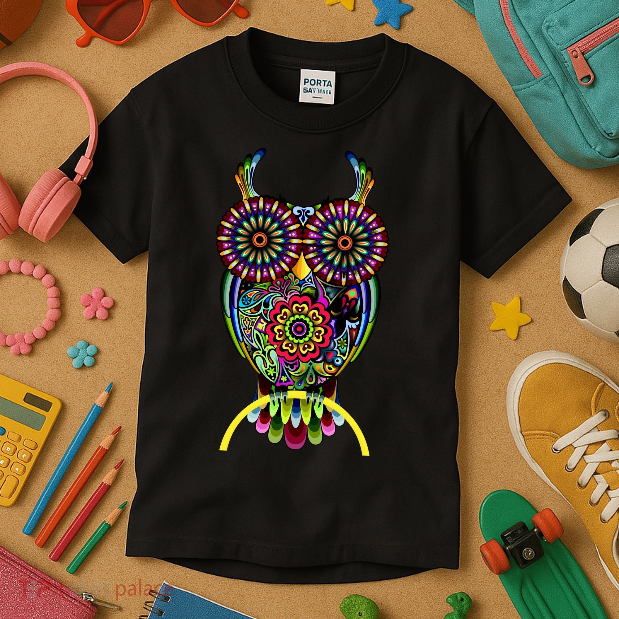 Trippy Big Eyed Owl Kids T-Shirt