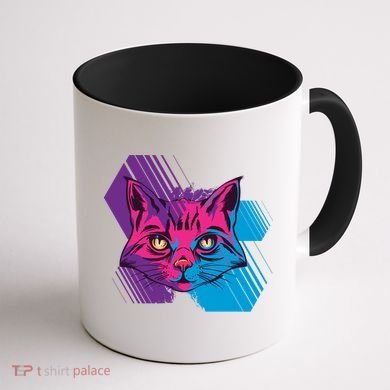 Trippy Cat Face Coffee Mug back