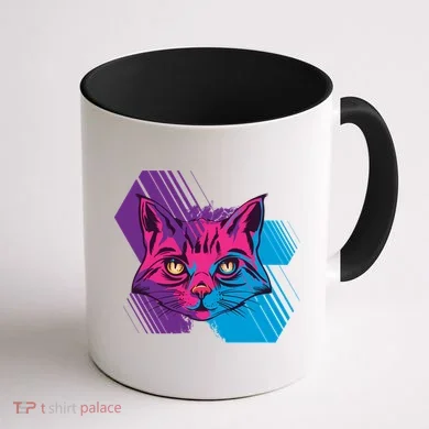 Trippy Cat Face Coffee Mug back