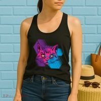 Trippy Cat Face Women's Tank Top thumb 2