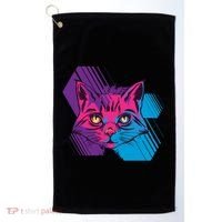 Trippy Cat Face Golf Towel thumb 0