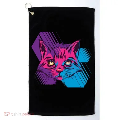 Trippy Cat Face Golf Towel
