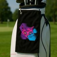Trippy Cat Face Golf Towel thumb 2